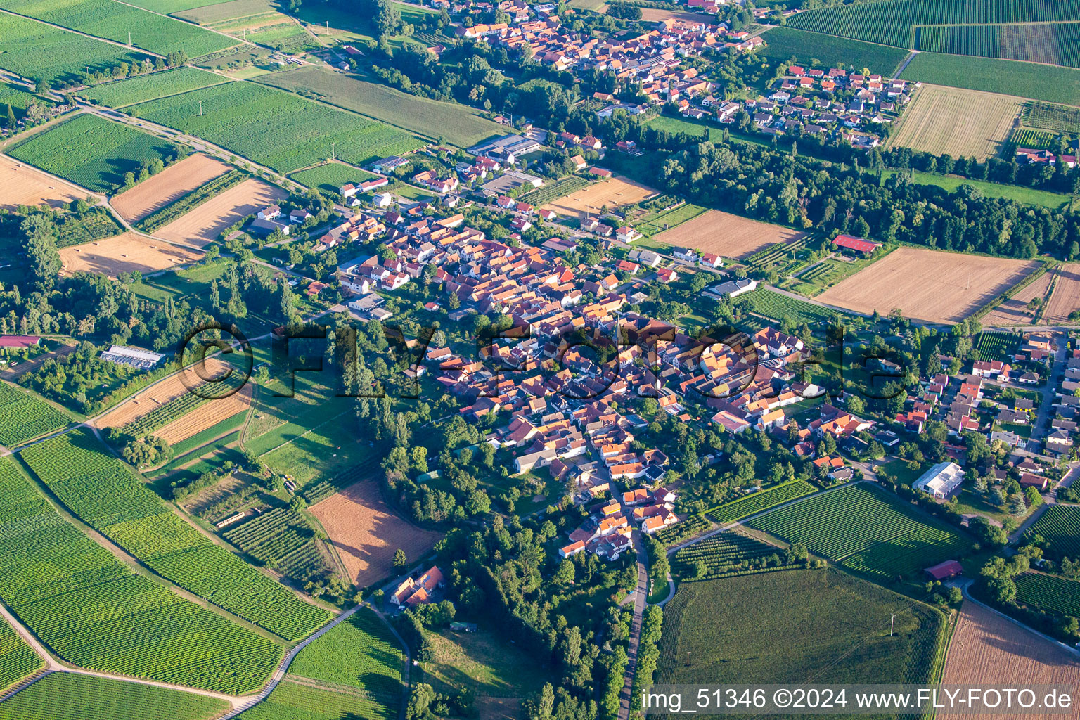 District Heuchelheim in Heuchelheim-Klingen in the state Rhineland-Palatinate, Germany seen from above