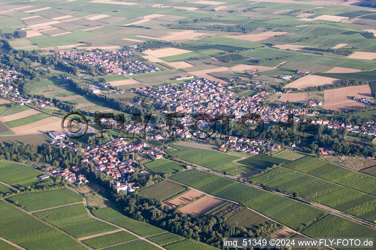 Aerial photograpy of District Appenhofen in Billigheim-Ingenheim in the state Rhineland-Palatinate, Germany