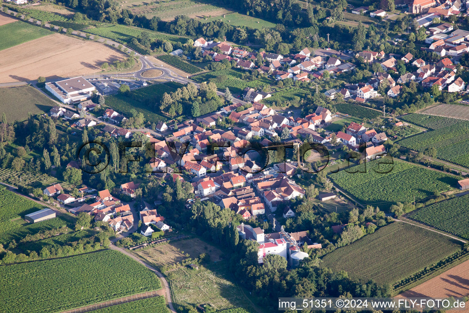 District Appenhofen in Billigheim-Ingenheim in the state Rhineland-Palatinate, Germany from above