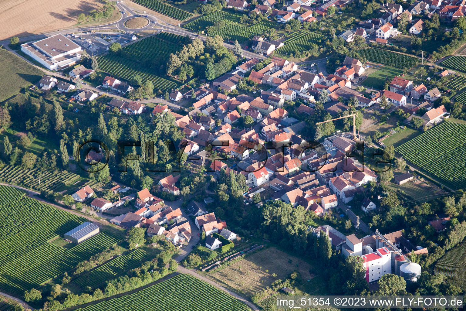 District Appenhofen in Billigheim-Ingenheim in the state Rhineland-Palatinate, Germany out of the air