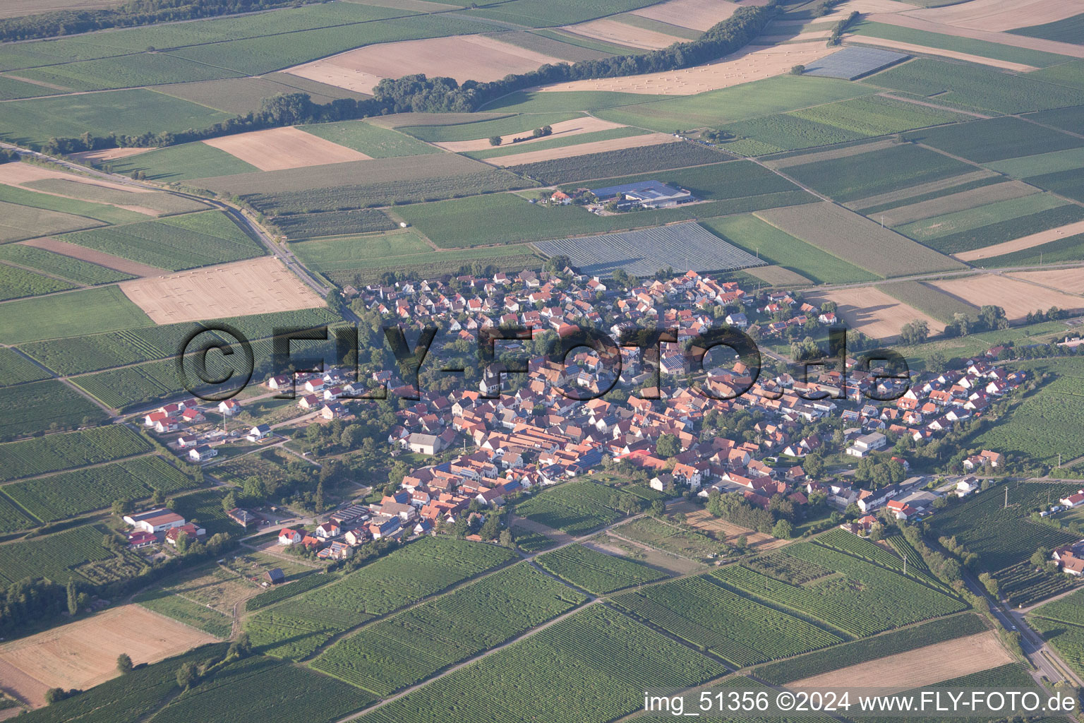 Drone image of Impflingen in the state Rhineland-Palatinate, Germany