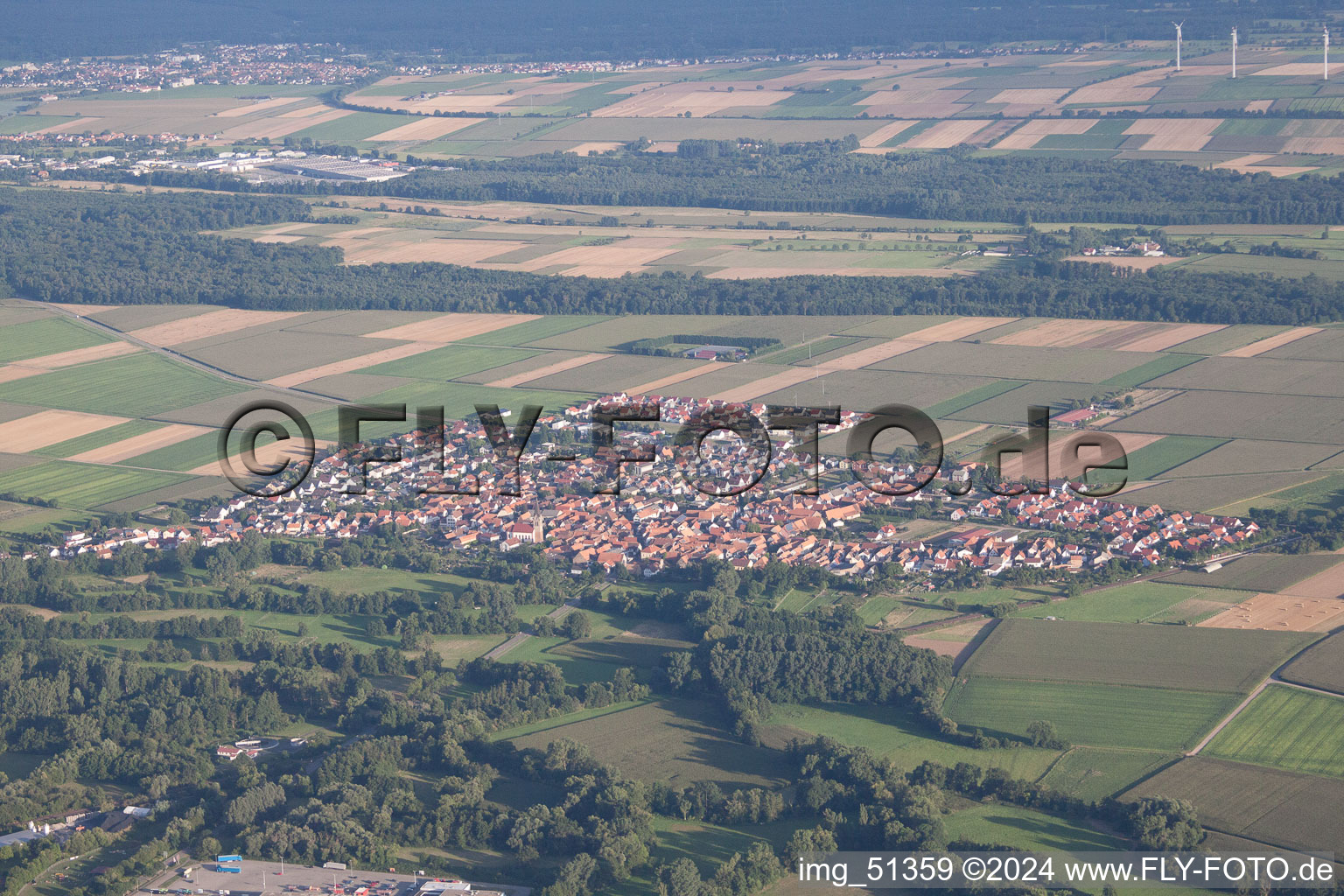 Steinweiler in the state Rhineland-Palatinate, Germany from above