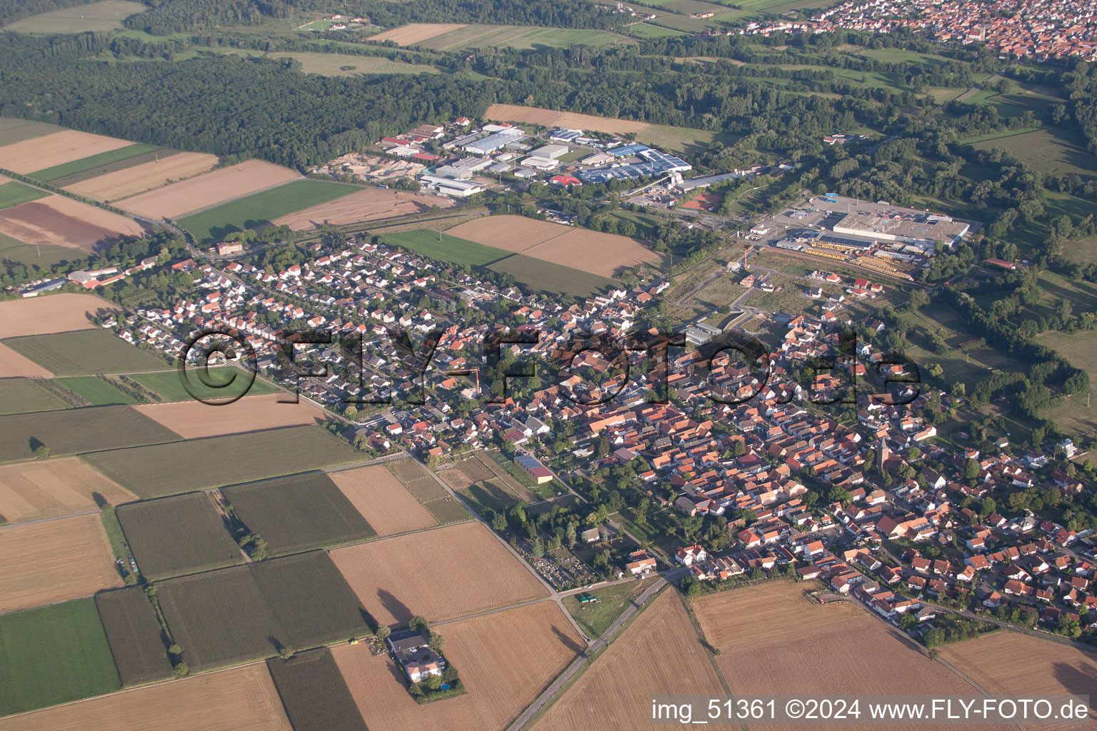 Aerial photograpy of Rohrbach in the state Rhineland-Palatinate, Germany