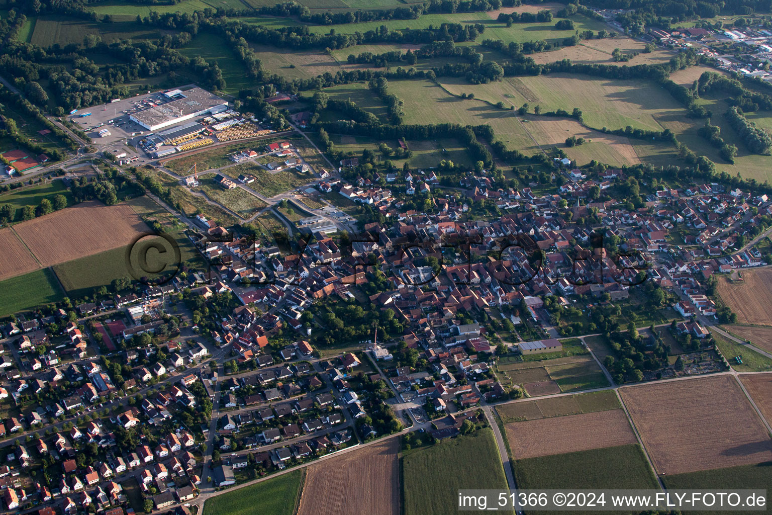 Rohrbach in the state Rhineland-Palatinate, Germany from the plane