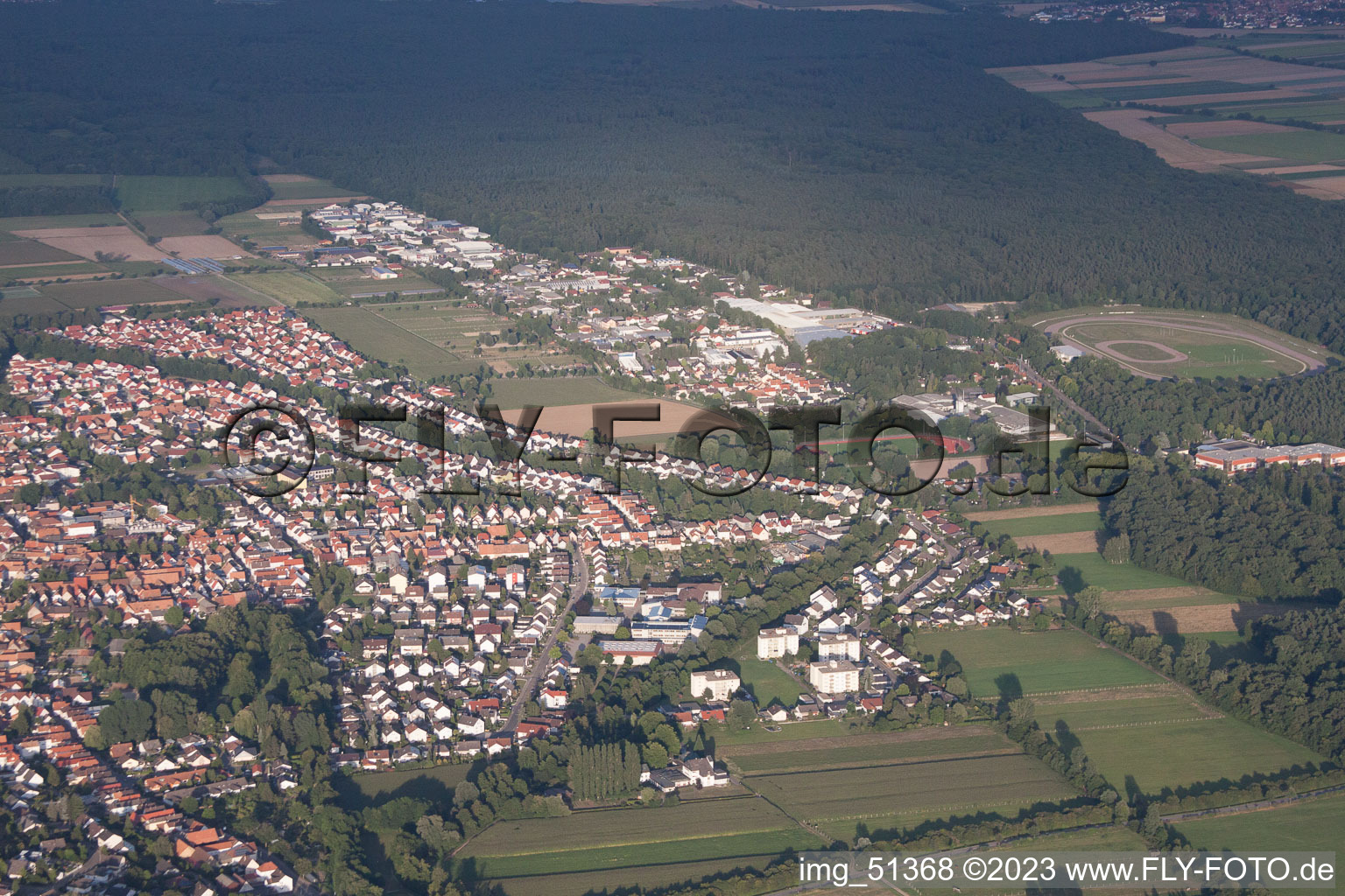 Aerial view of From the northwest in the district Herxheim in Herxheim bei Landau in the state Rhineland-Palatinate, Germany