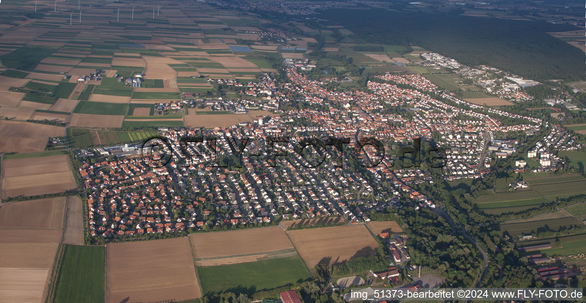 District Herxheim in Herxheim bei Landau in the state Rhineland-Palatinate, Germany from the plane