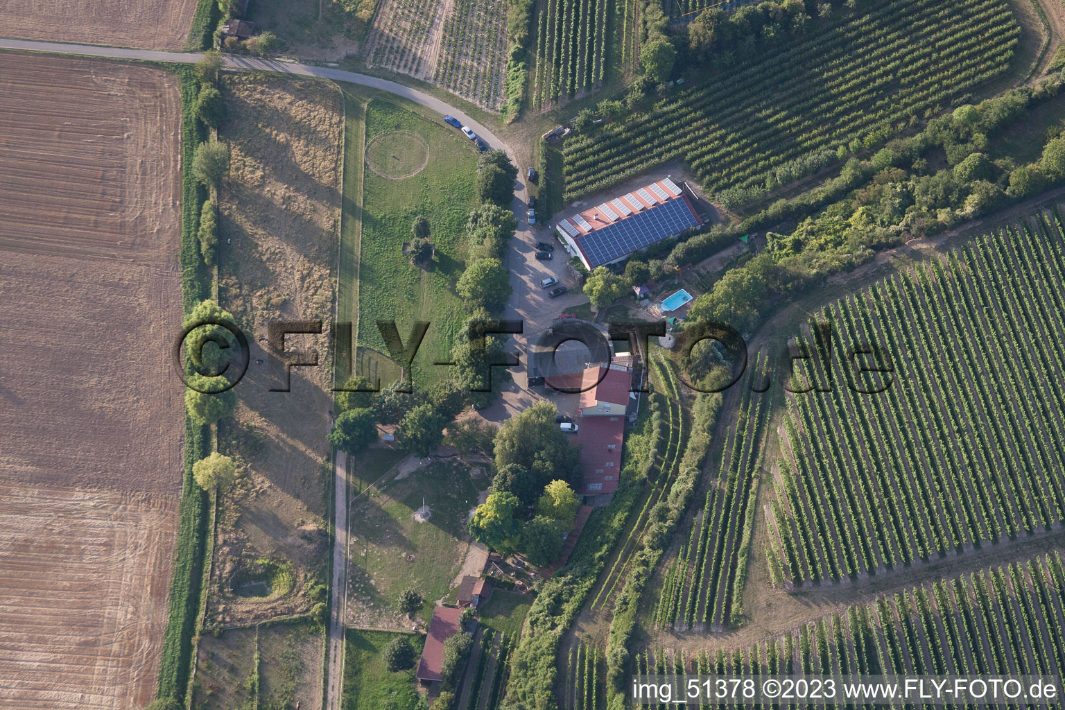 Drone recording of District Herxheim in Herxheim bei Landau in the state Rhineland-Palatinate, Germany