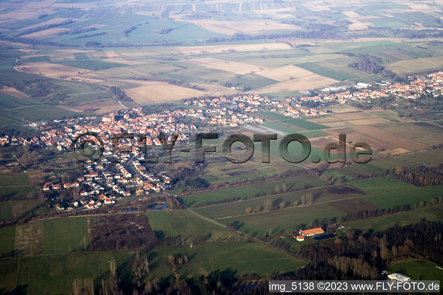 Kapsweyer in the state Rhineland-Palatinate, Germany seen from a drone