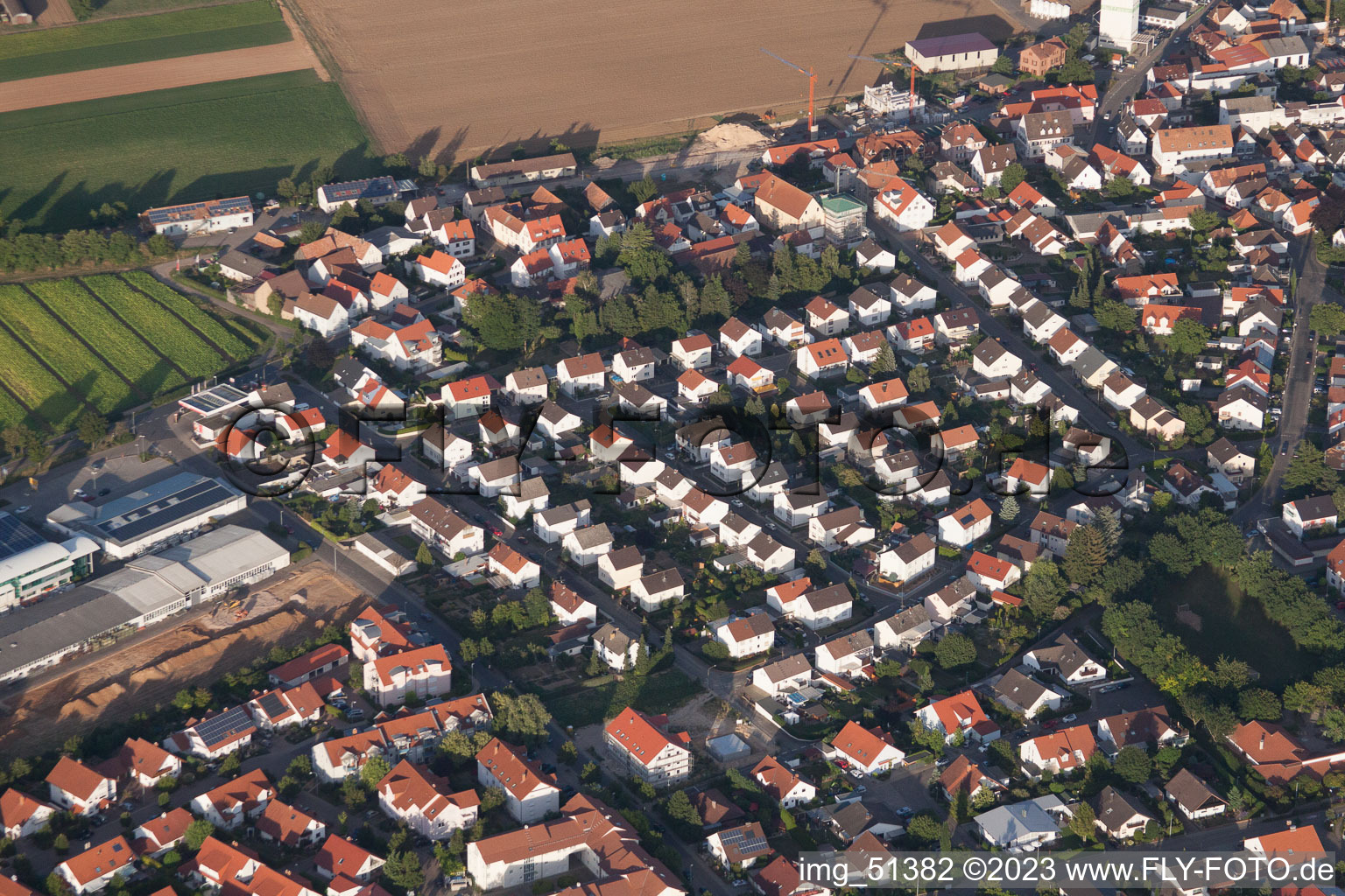 District Herxheim in Herxheim bei Landau in the state Rhineland-Palatinate, Germany from the drone perspective