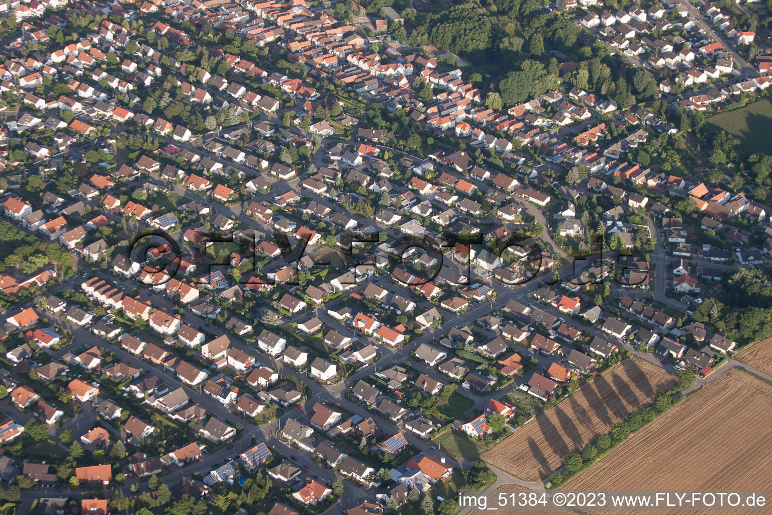 District Herxheim in Herxheim bei Landau in the state Rhineland-Palatinate, Germany seen from a drone