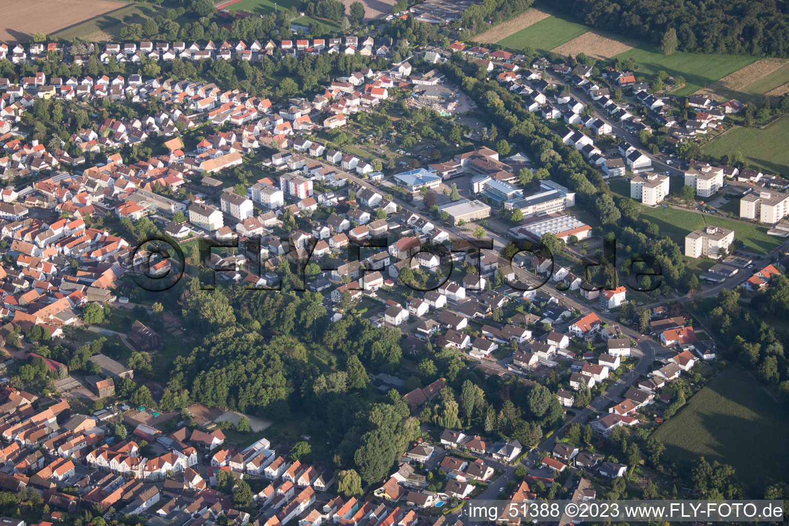 Oblique view of District Herxheim in Herxheim bei Landau in the state Rhineland-Palatinate, Germany