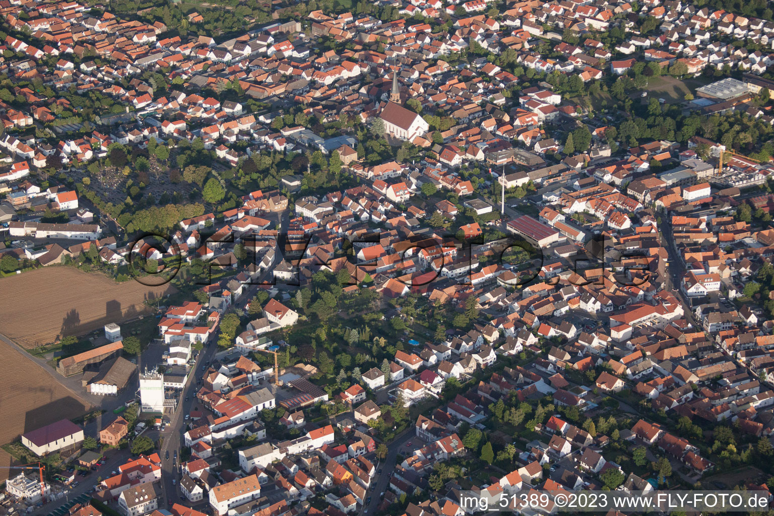 District Herxheim in Herxheim bei Landau in the state Rhineland-Palatinate, Germany from above