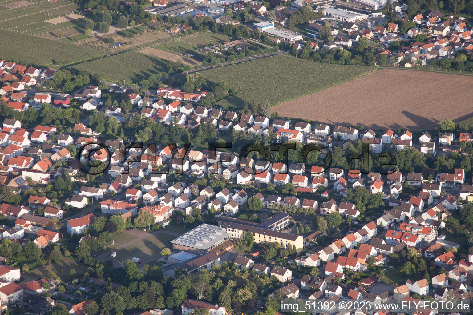 District Herxheim in Herxheim bei Landau in the state Rhineland-Palatinate, Germany seen from above