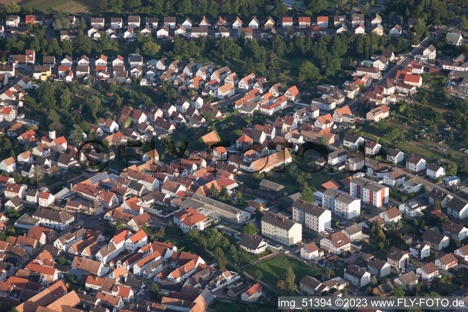 Bird's eye view of District Herxheim in Herxheim bei Landau in the state Rhineland-Palatinate, Germany