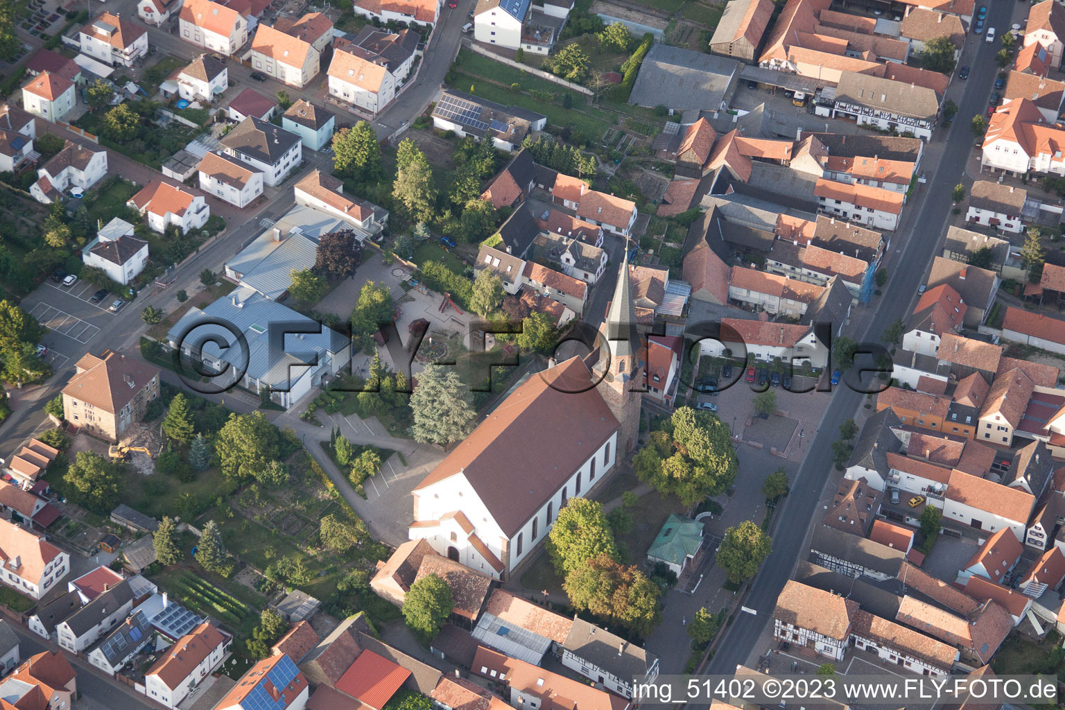 District Herxheim in Herxheim bei Landau/Pfalz in the state Rhineland-Palatinate, Germany seen from a drone