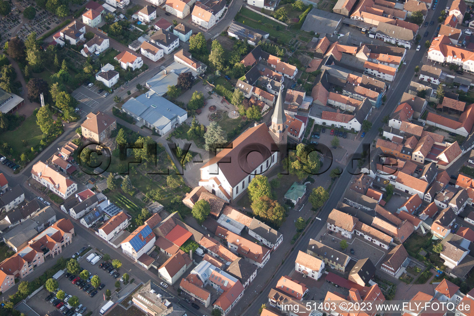 Aerial view of District Herxheim in Herxheim bei Landau in the state Rhineland-Palatinate, Germany