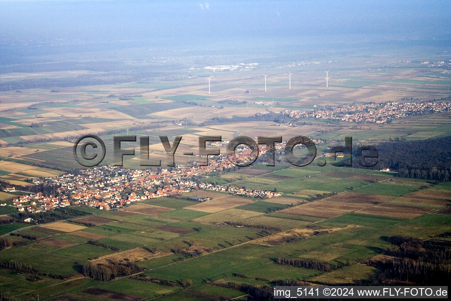 Oblique view of From the southwest in Freckenfeld in the state Rhineland-Palatinate, Germany