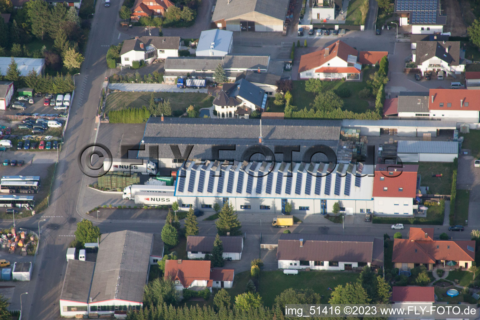 Gäxwald industrial estate in the district Herxheim in Herxheim bei Landau in the state Rhineland-Palatinate, Germany from the plane