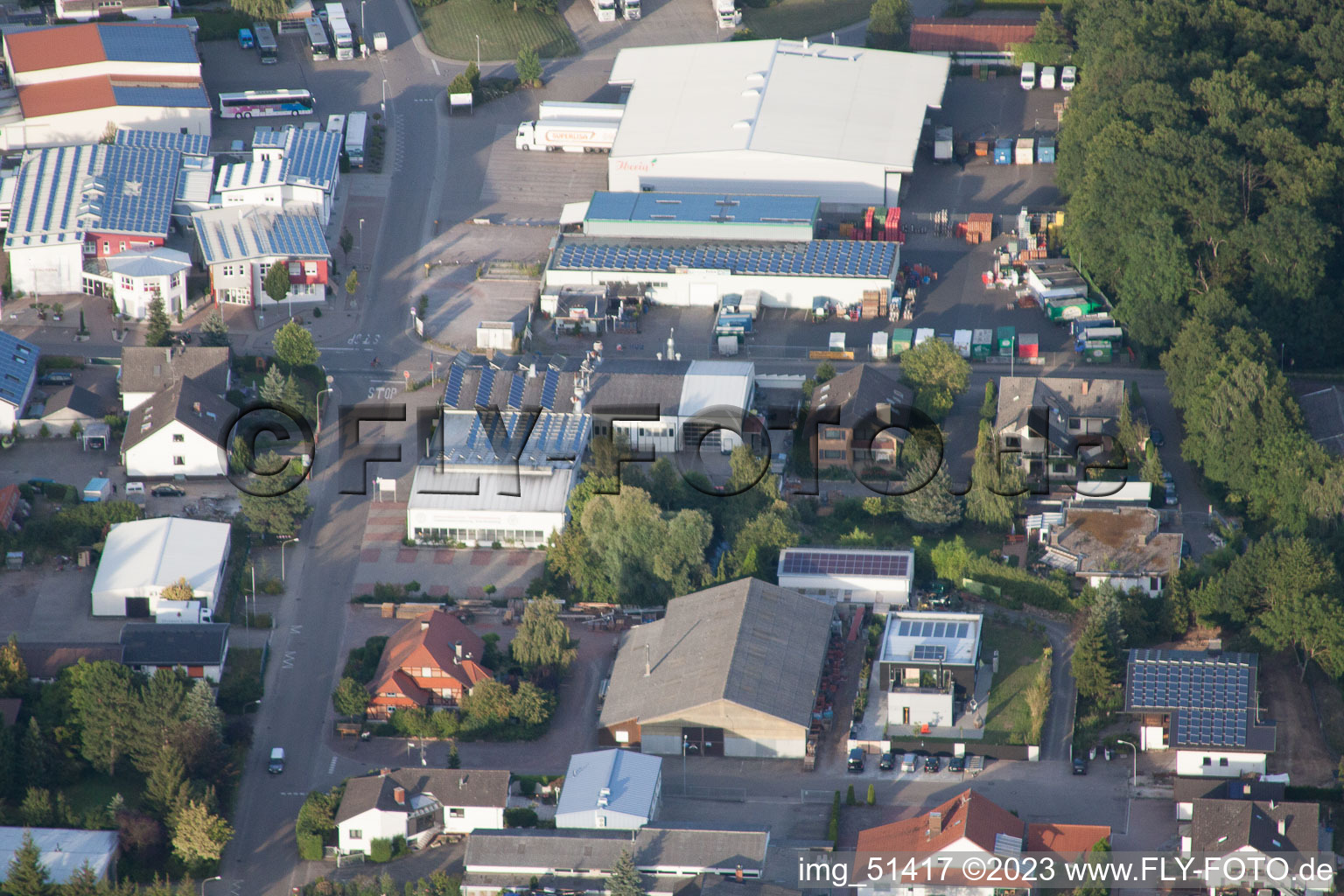 Bird's eye view of Gäxwald industrial estate in the district Herxheim in Herxheim bei Landau in the state Rhineland-Palatinate, Germany