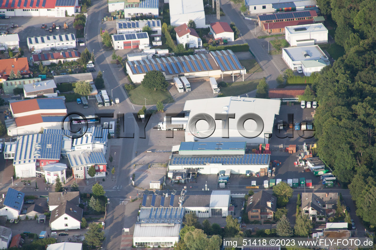 Gäxwald industrial area in the district Herxheim in Herxheim bei Landau/Pfalz in the state Rhineland-Palatinate, Germany viewn from the air