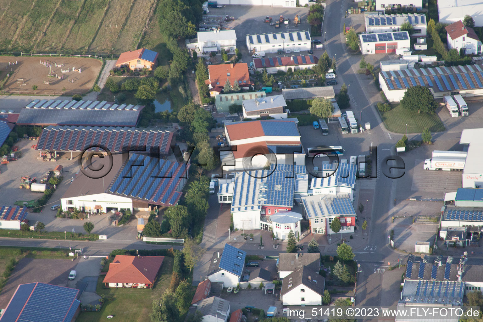 Drone recording of Gäxwald industrial estate in the district Herxheim in Herxheim bei Landau in the state Rhineland-Palatinate, Germany