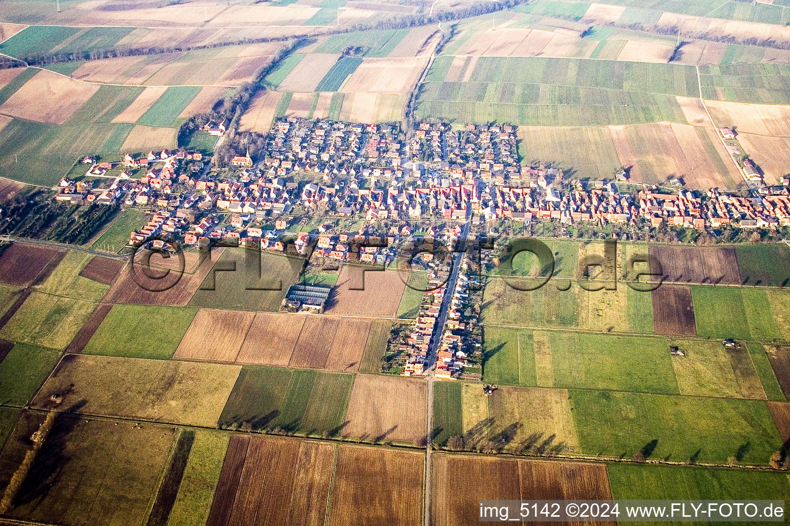 From the south in Freckenfeld in the state Rhineland-Palatinate, Germany