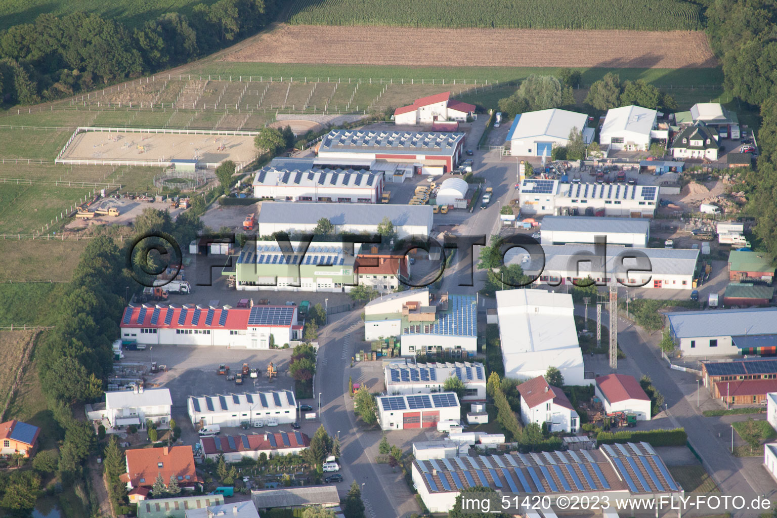Drone image of Gäxwald industrial area in the district Herxheim in Herxheim bei Landau/Pfalz in the state Rhineland-Palatinate, Germany