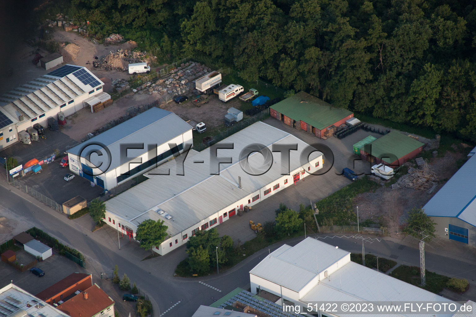 Gäxwald industrial estate in the district Herxheim in Herxheim bei Landau in the state Rhineland-Palatinate, Germany from a drone