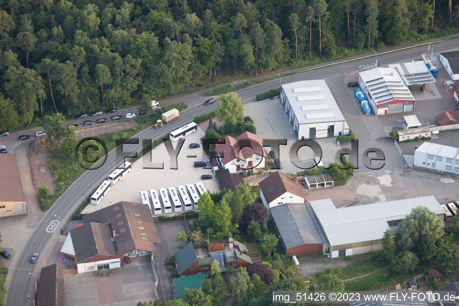 Oblique view of Gäxwald industrial estate in the district Herxheim in Herxheim bei Landau in the state Rhineland-Palatinate, Germany