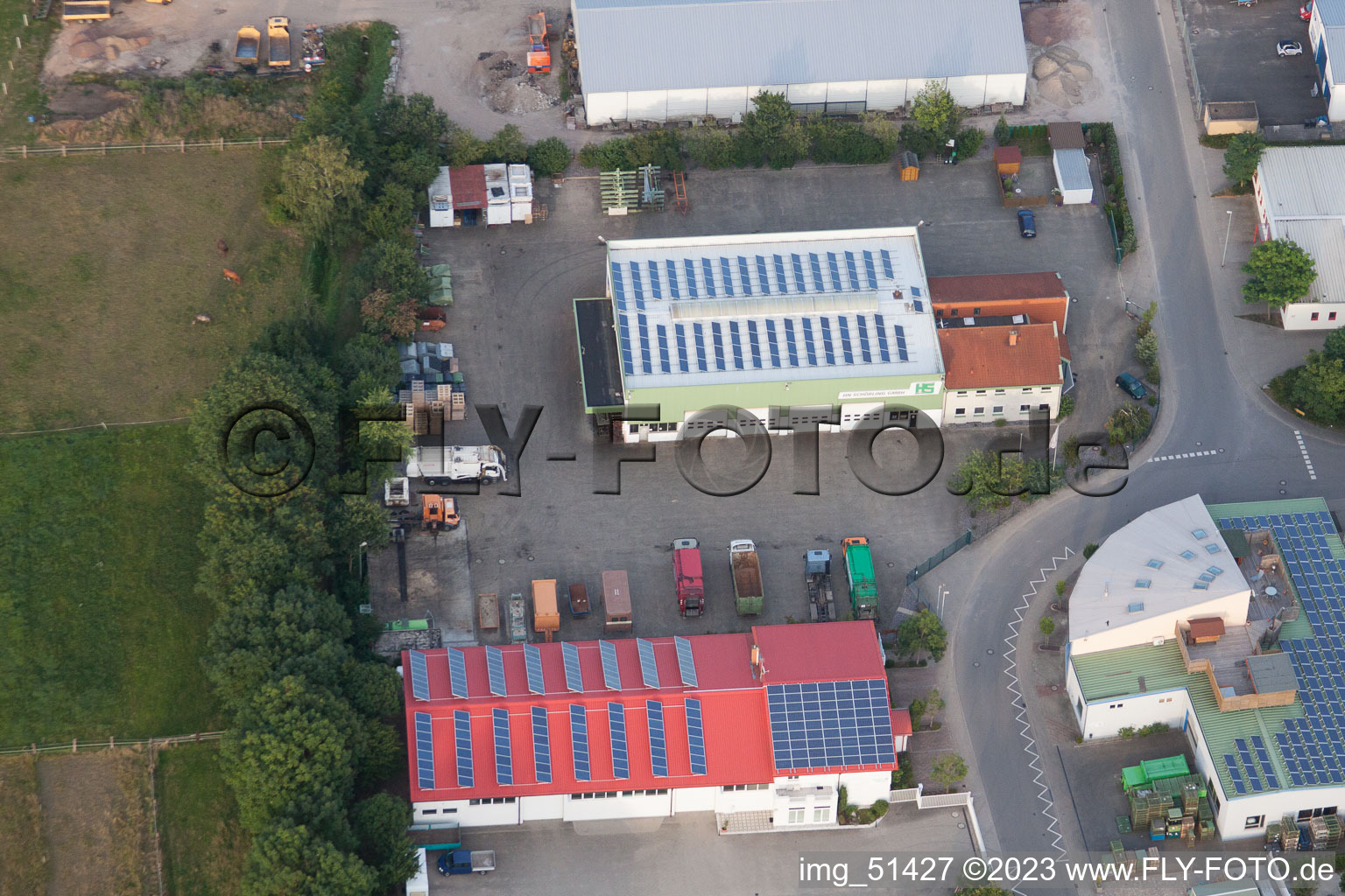 Gäxwald industrial estate in the district Herxheim in Herxheim bei Landau in the state Rhineland-Palatinate, Germany from above