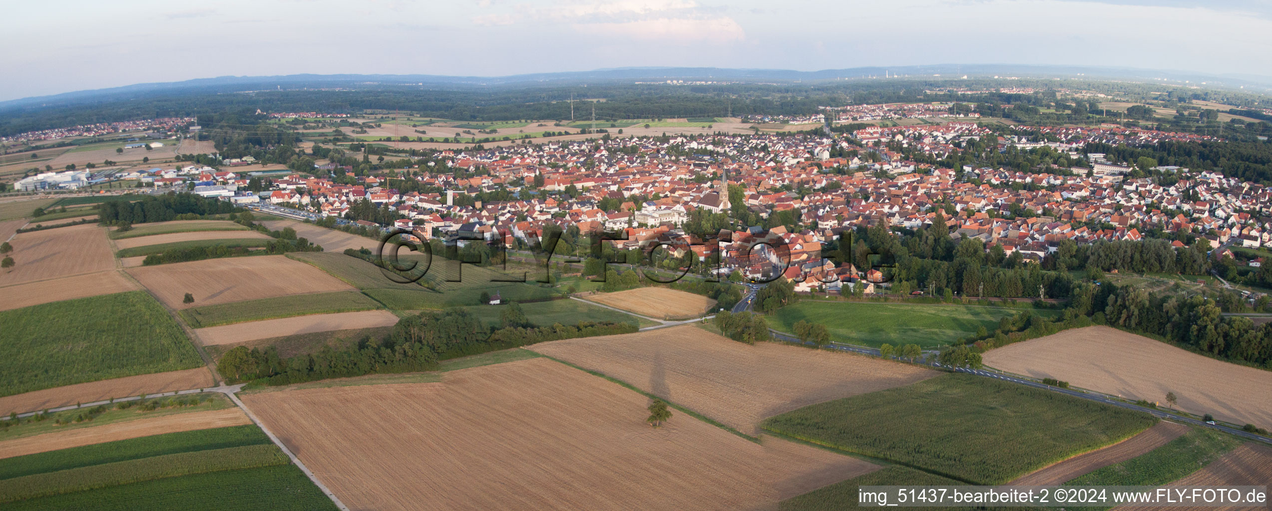 Rülzheim in the state Rhineland-Palatinate, Germany seen from a drone