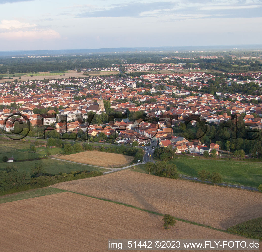 Aerial photograpy of Rülzheim in the state Rhineland-Palatinate, Germany