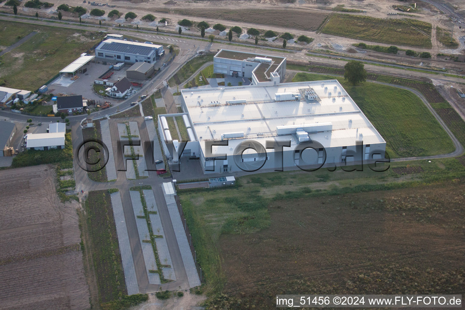 Bird's eye view of Commercial area north, DBK new building in Rülzheim in the state Rhineland-Palatinate, Germany