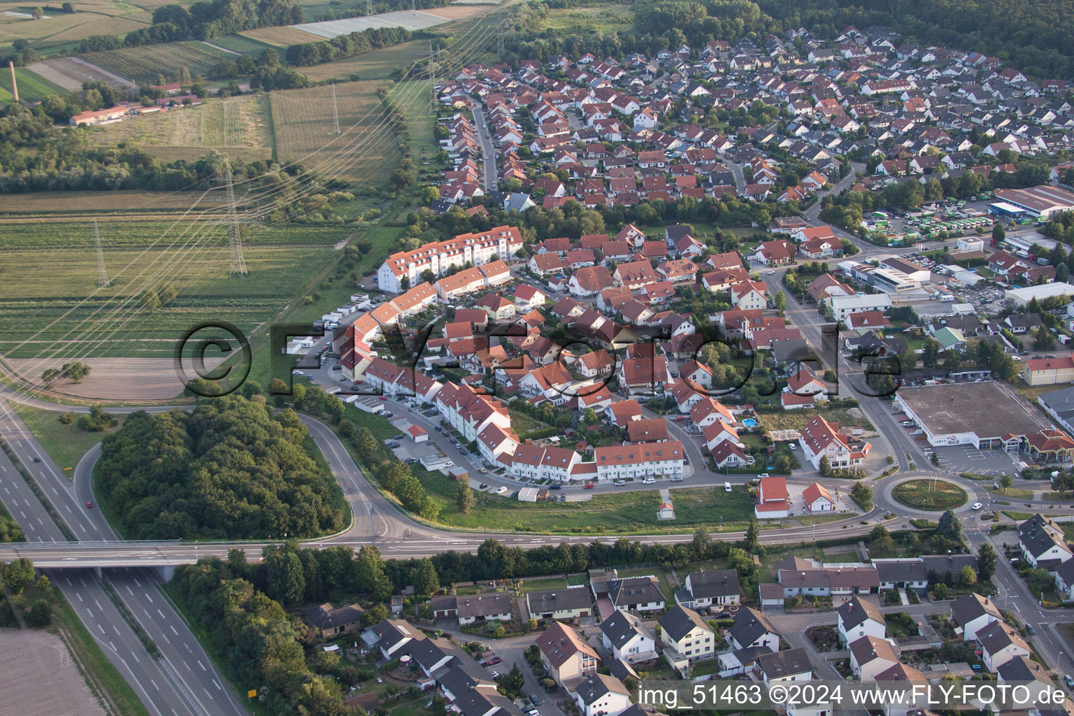 Rülzheim in the state Rhineland-Palatinate, Germany from the plane