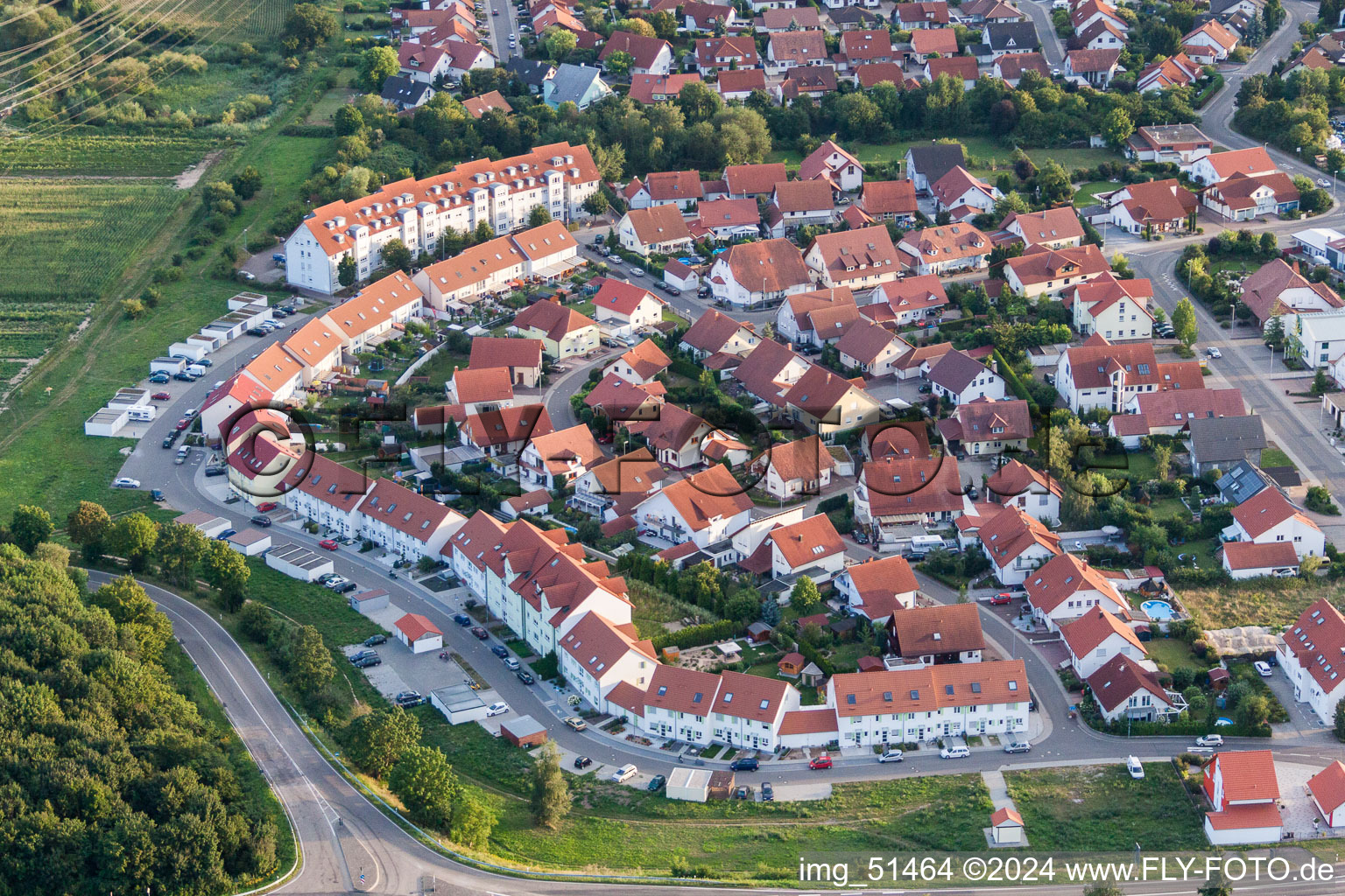 Aerial view of The district Helmut-Braun-Ring in Ruelzheim in the state Rhineland-Palatinate, Germany