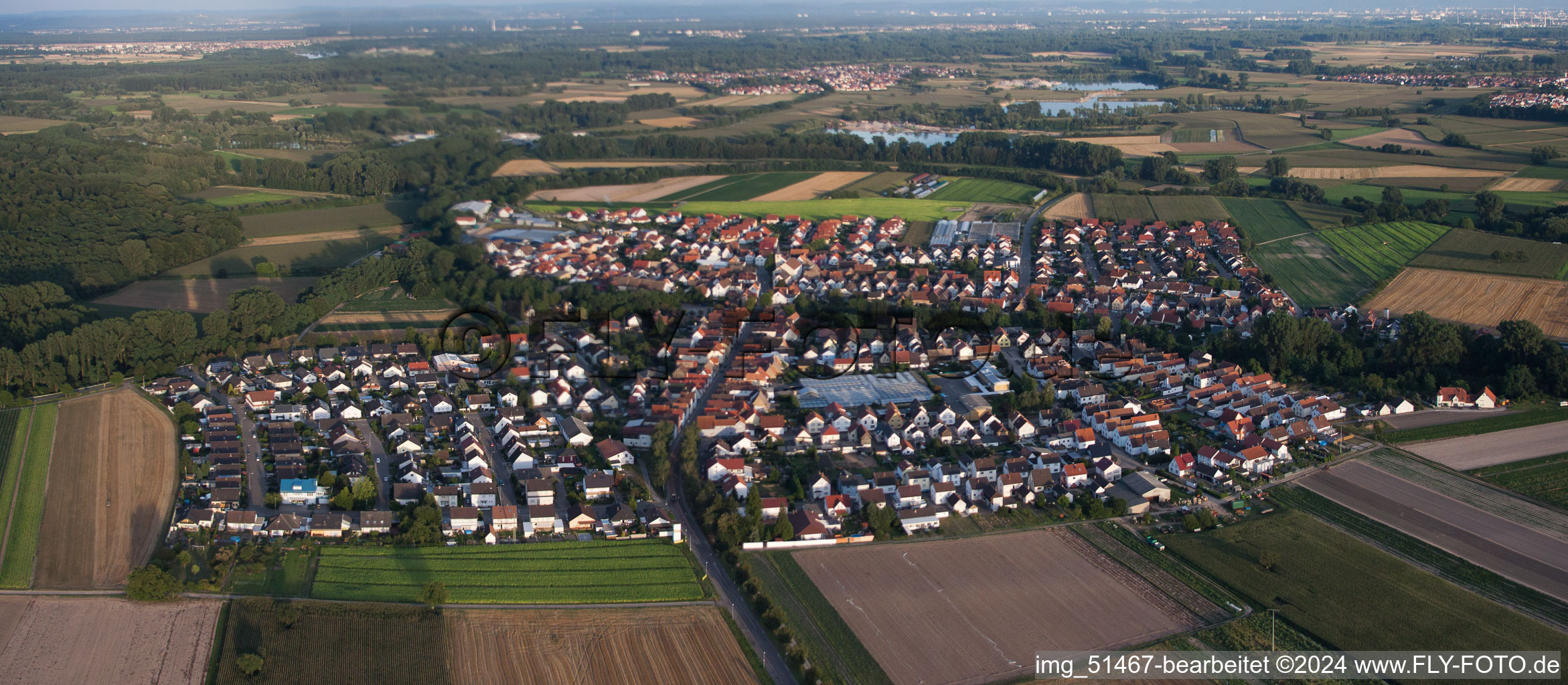 Bird's eye view of Rülzheim in the state Rhineland-Palatinate, Germany