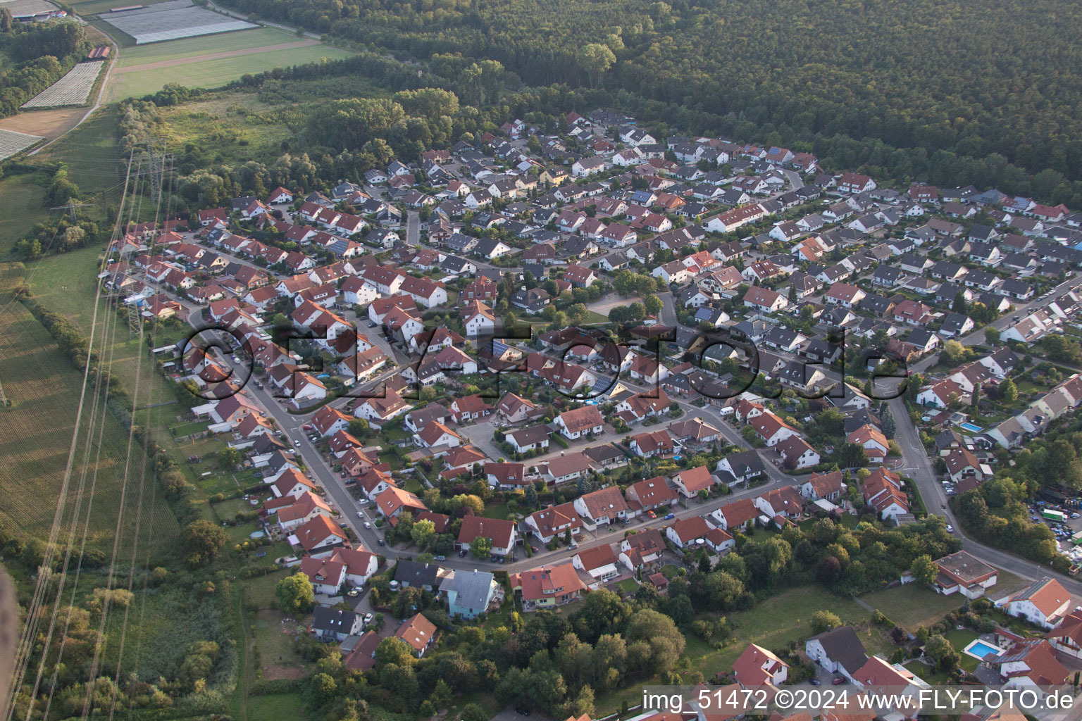 Drone image of Rülzheim in the state Rhineland-Palatinate, Germany