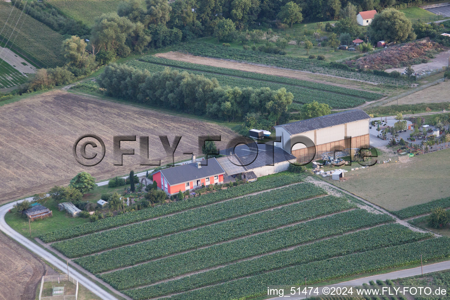 Rheinzabern in the state Rhineland-Palatinate, Germany seen from above