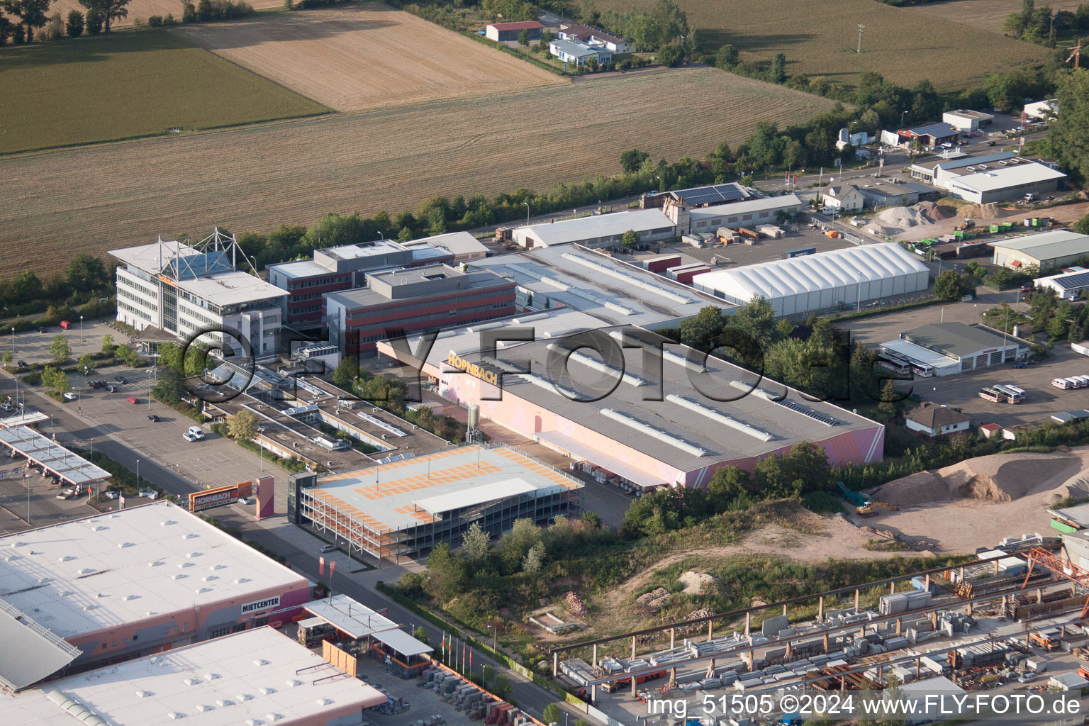 District Offenbach in Offenbach an der Queich in the state Rhineland-Palatinate, Germany seen from a drone