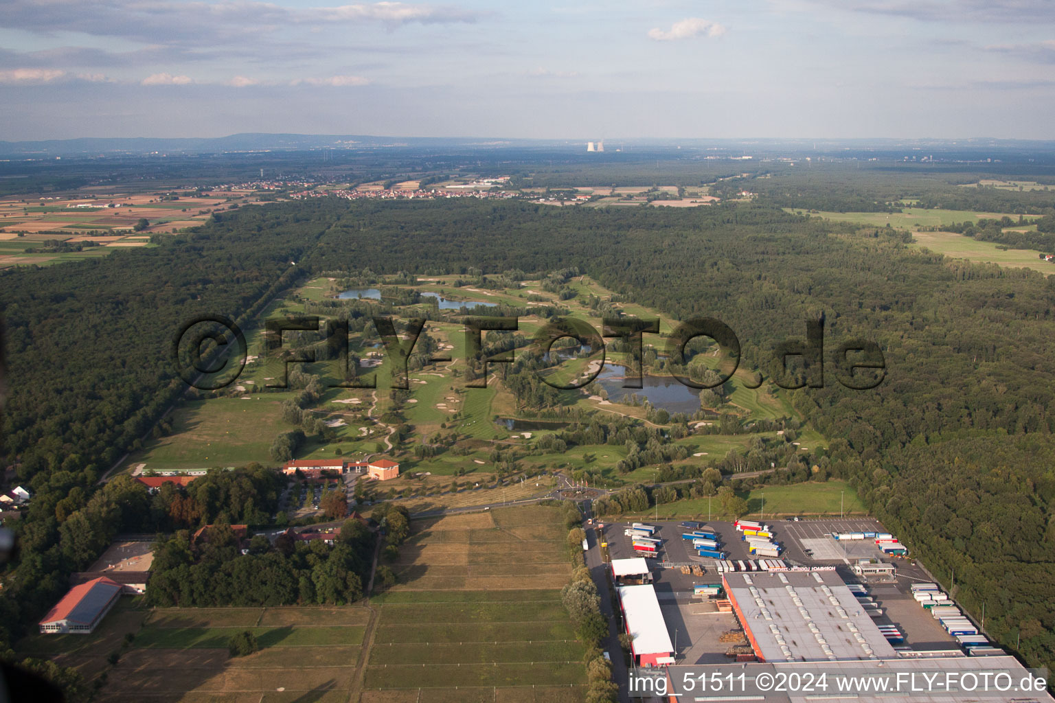 Golf Club Dreihof in Essingen in the state Rhineland-Palatinate, Germany from the plane