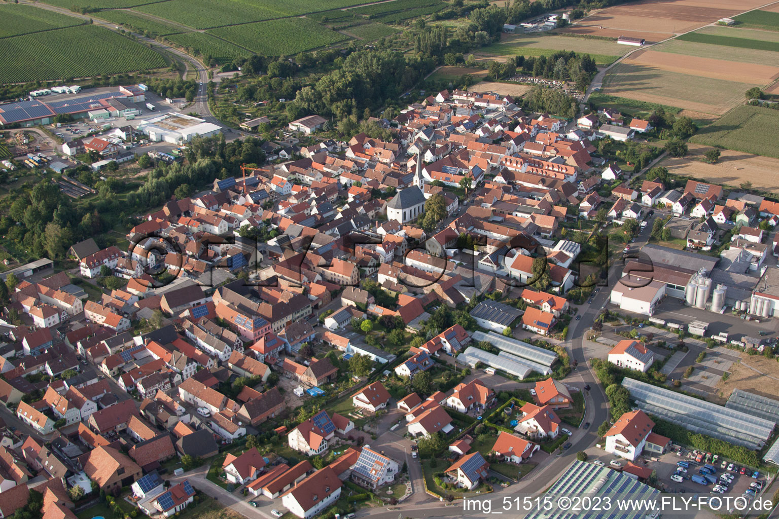 Drone image of Hochstadt in the state Rhineland-Palatinate, Germany