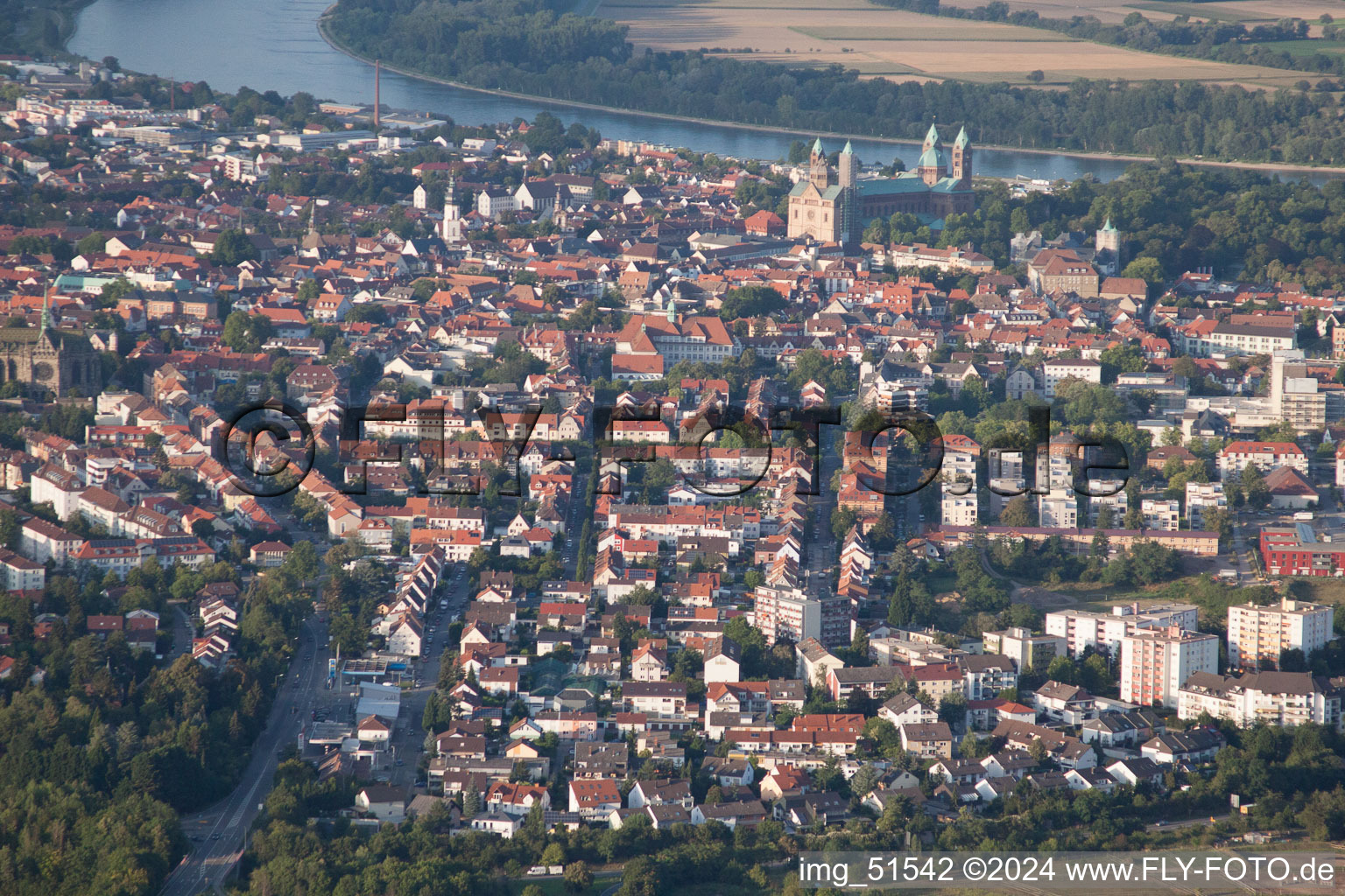 Aerial view of Speyer in the state Rhineland-Palatinate, Germany