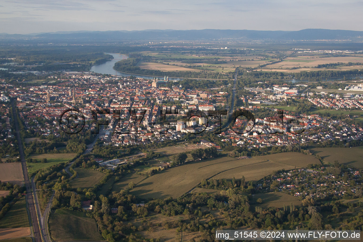 Speyer in the state Rhineland-Palatinate, Germany from above