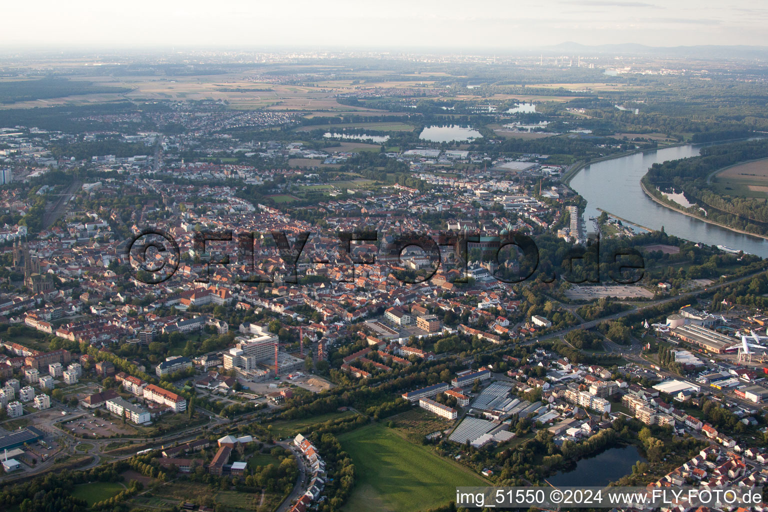 Speyer in the state Rhineland-Palatinate, Germany viewn from the air