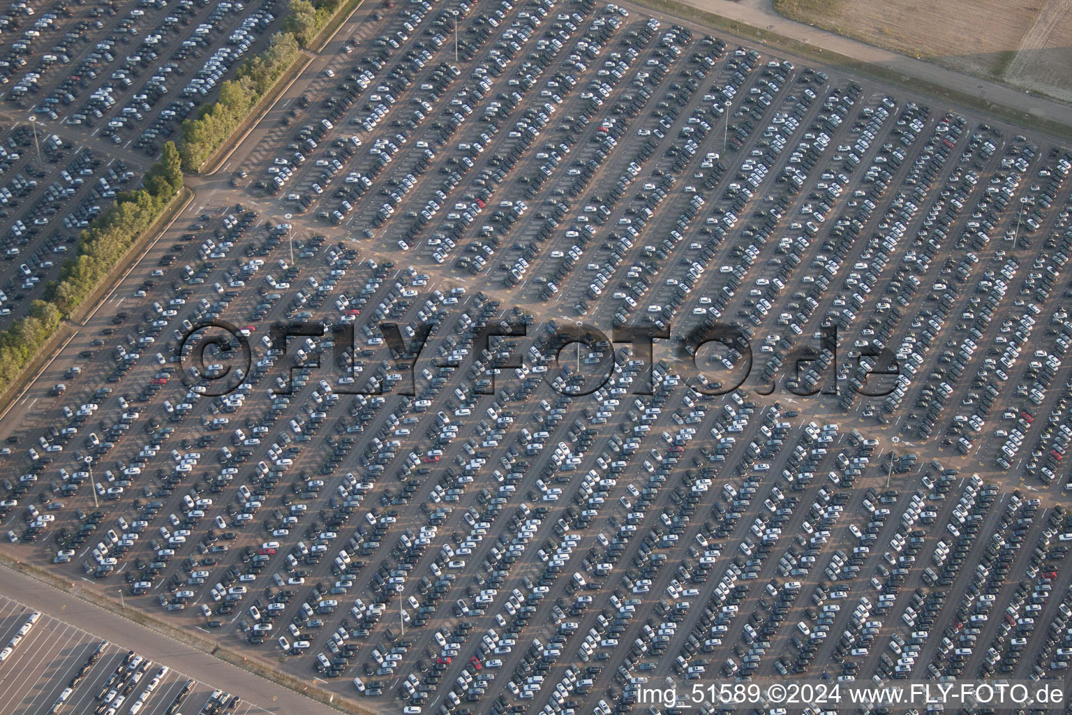 Bird's eye view of Daimler GLC on the island of green in Germersheim in the state Rhineland-Palatinate, Germany