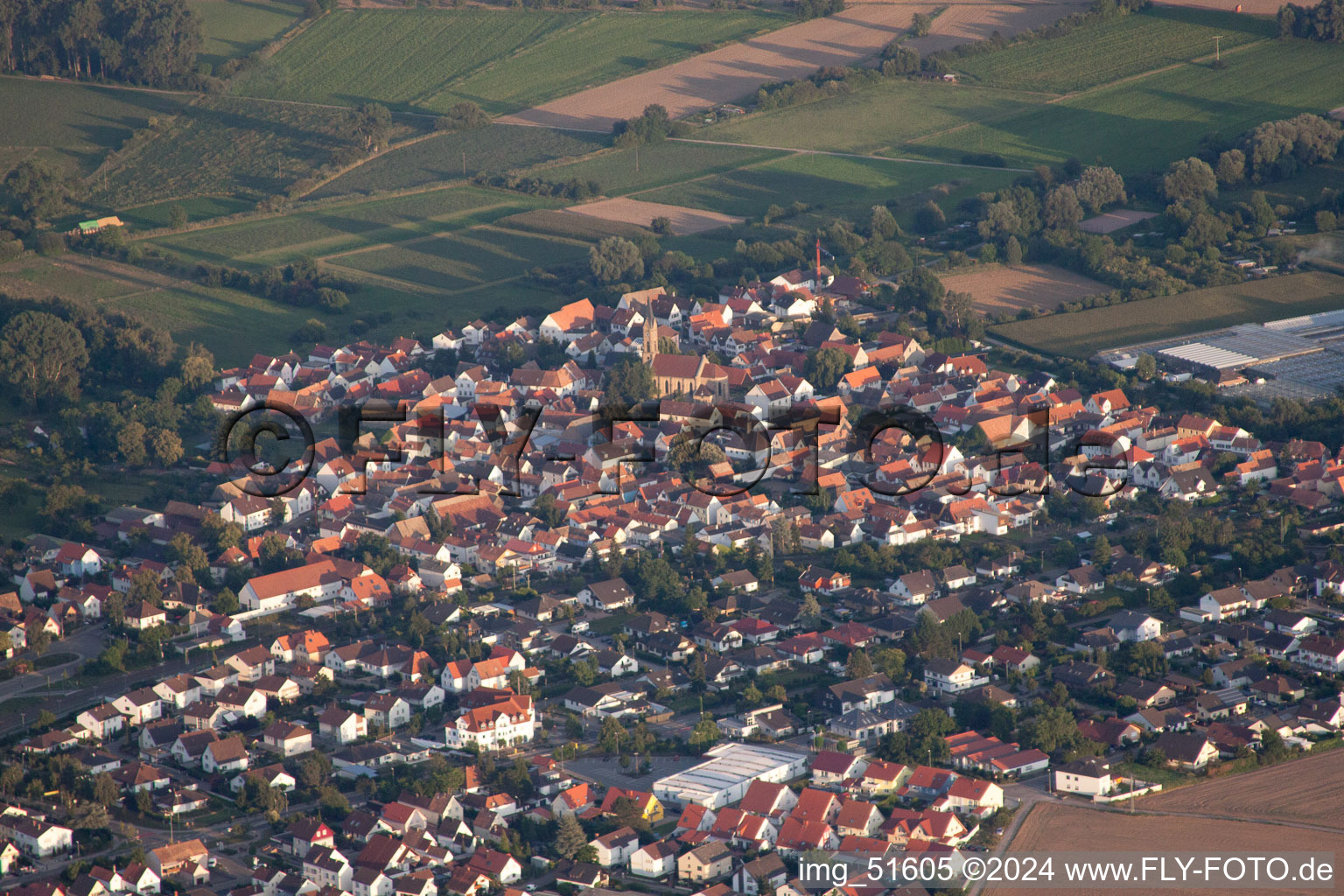 Bird's eye view of Germersheim in the state Rhineland-Palatinate, Germany