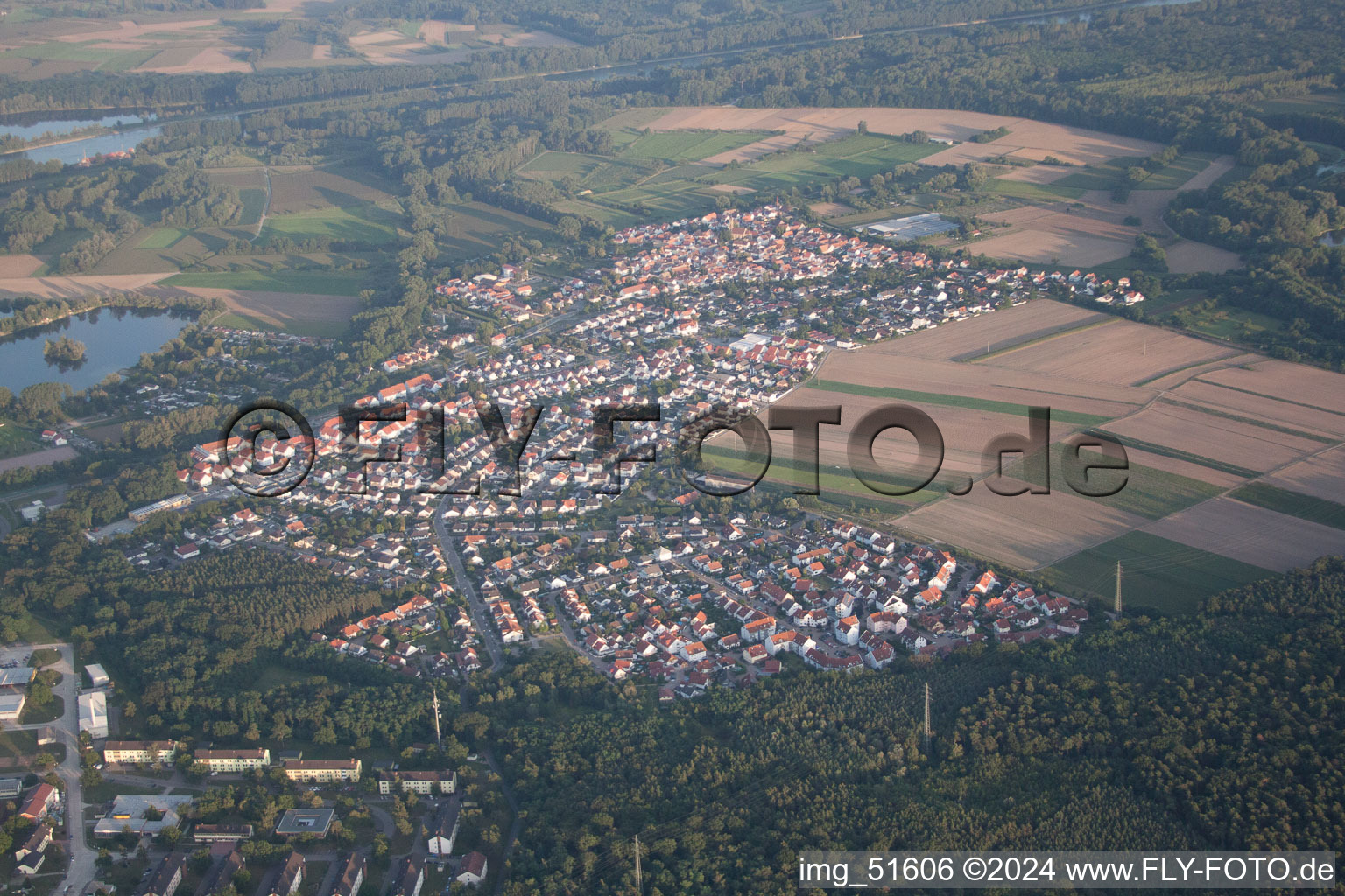 District Sondernheim in Germersheim in the state Rhineland-Palatinate, Germany from above