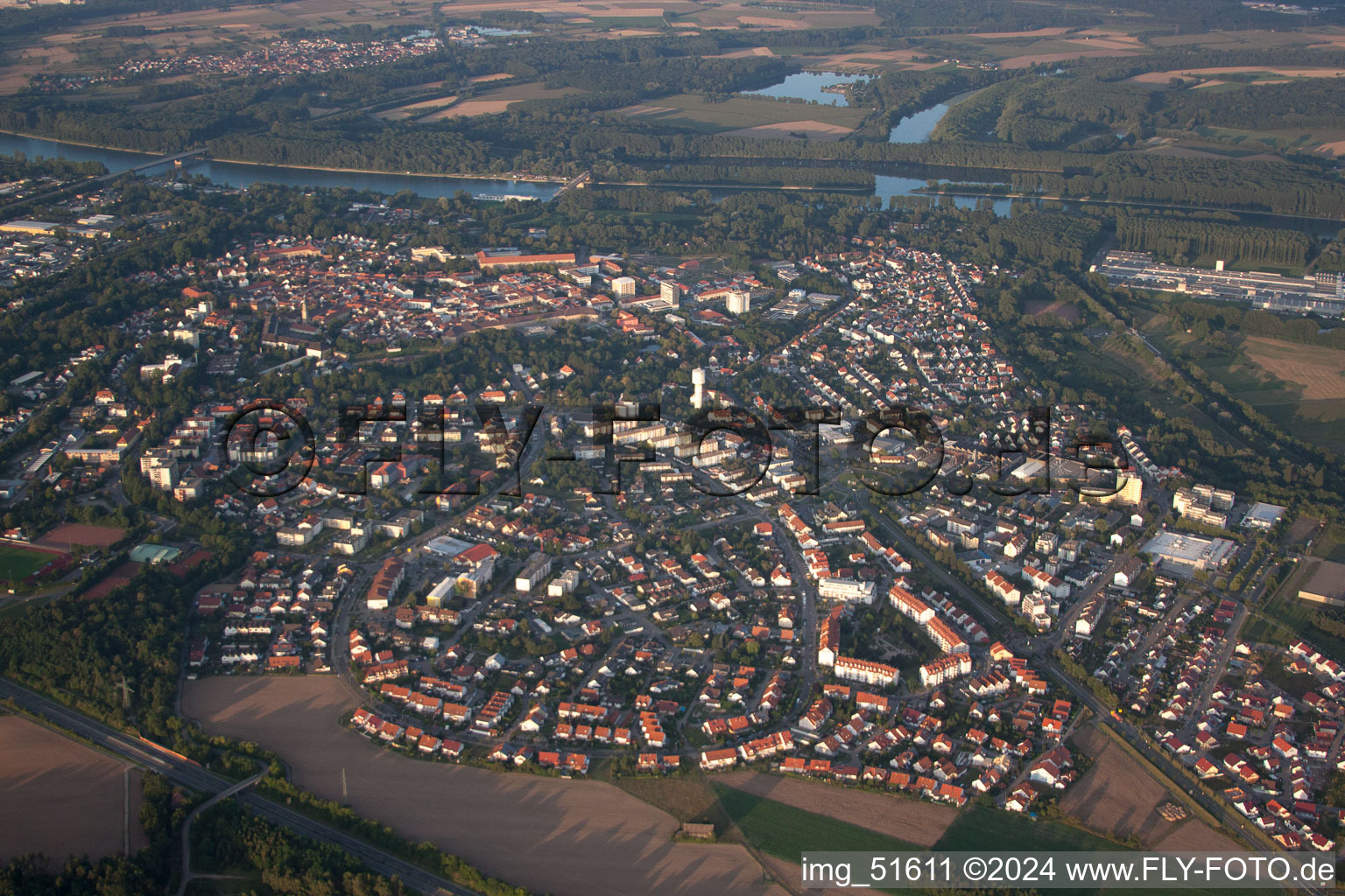 Germersheim in the state Rhineland-Palatinate, Germany from the drone perspective