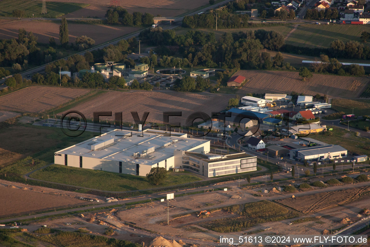 Aerial view of Commercial area north, DBK new building in Rülzheim in the state Rhineland-Palatinate, Germany