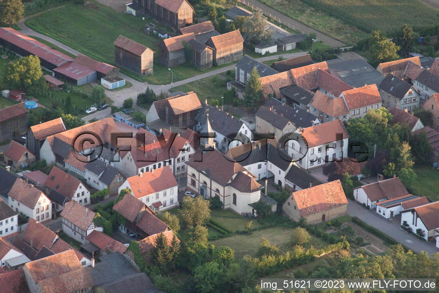 Herxheimweyher in the state Rhineland-Palatinate, Germany from the drone perspective